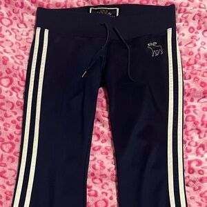 Abercrombie & Fitch Navy Bootcut Pants with White Stripes